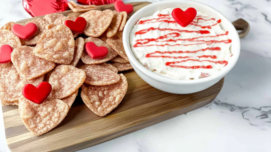 Irresistible Valentine Cinnamon Air Fryer Chips and Cheesecake Dip Recipe