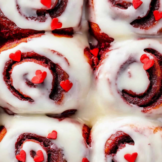 Red Velvet Cinnamon Rolls with Cream Cheese Frosting