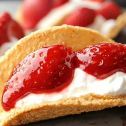 mini strawberry cheesecake tacos