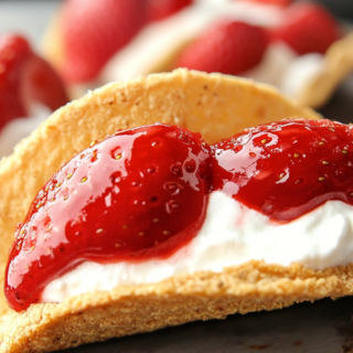 mini strawberry cheesecake tacos