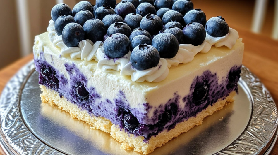 Lemon blueberry shortbread mousse cake 